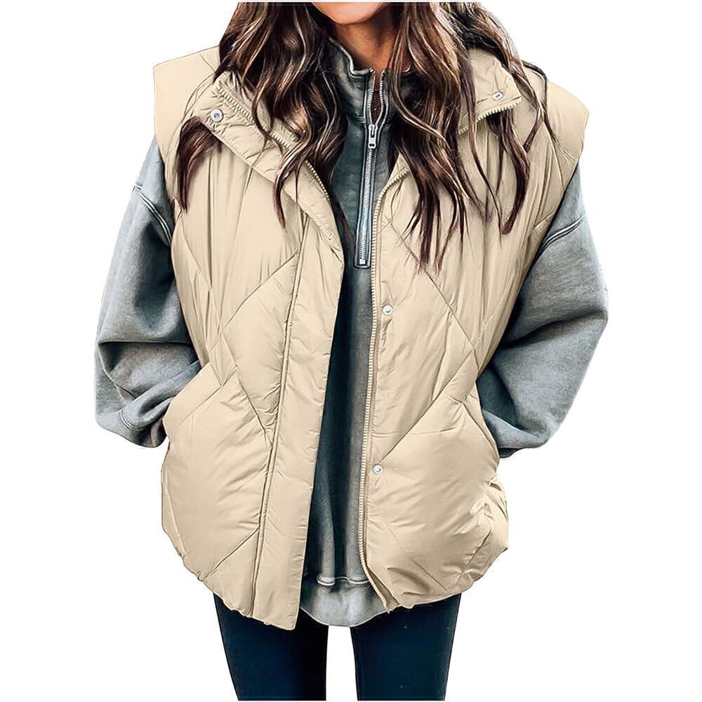 MEROKEETY Women's Winter Puffer Vest with Pockets S